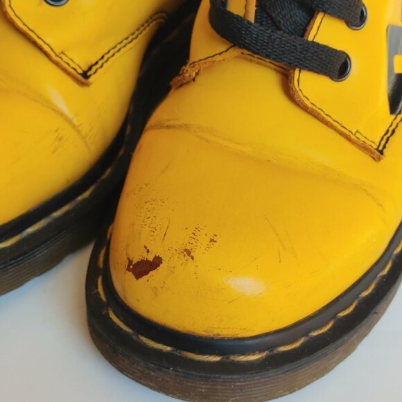 DOC DR MARTENS YELLOW LOGO BOOTS SMOOTH LEATHER RARE UNISEX SIZE 4UK US:W6 M5 - Picture 16 of 16